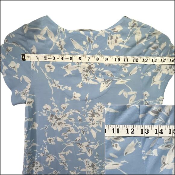 Adonna Floral Short Sleeve Midi Nightgown Nightie Blue White No Size/Fabric Tag - Picture 10 of 15